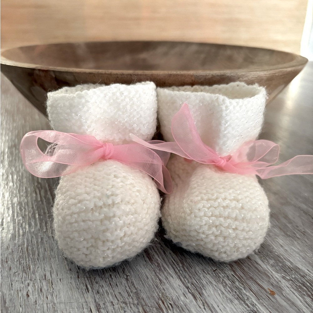 🎀👼 Vintage Knitted Handmade Baby Booties